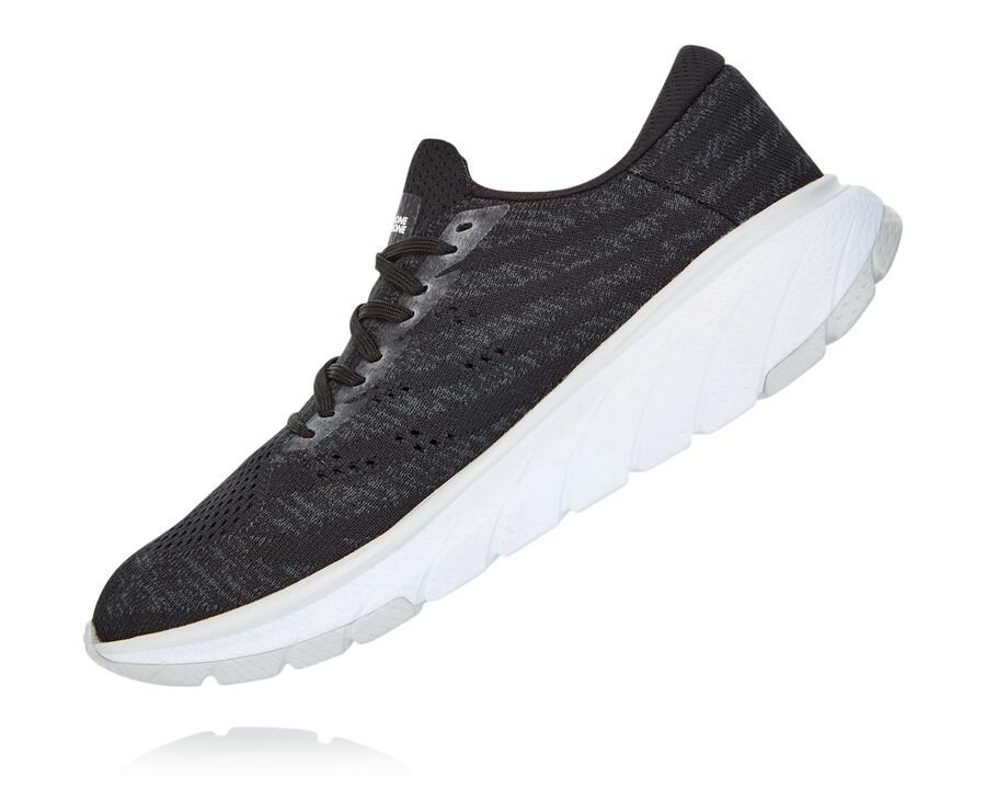 Walking Shoes Womens - Hoka One One Cavu 3 - Black/White - PQUJCZN-12